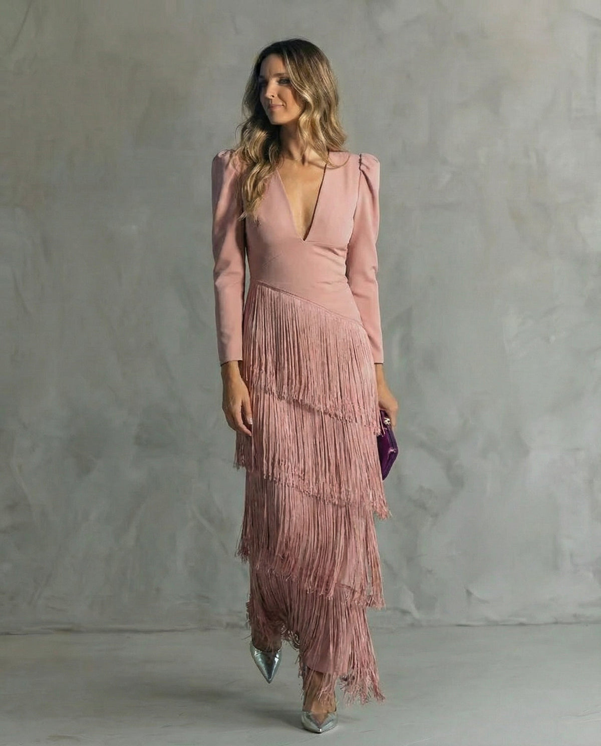 Clarisse | Robe Élégante à Manches Franges