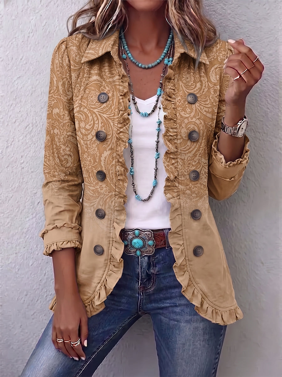 Palmyre | Veste Motif en Relief à Volants
