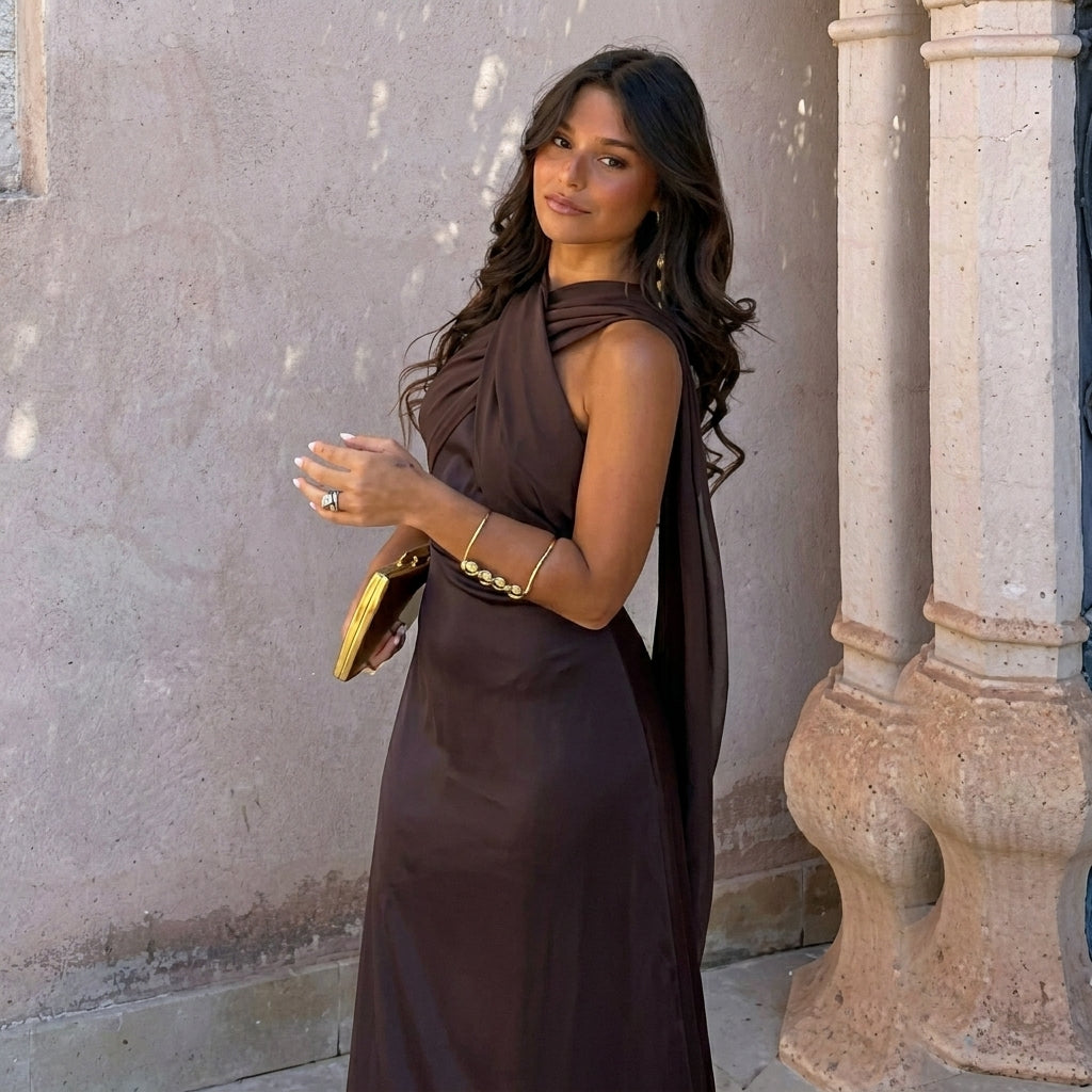 Héloïse | Robe à Décolleté Croisé Asymétrique