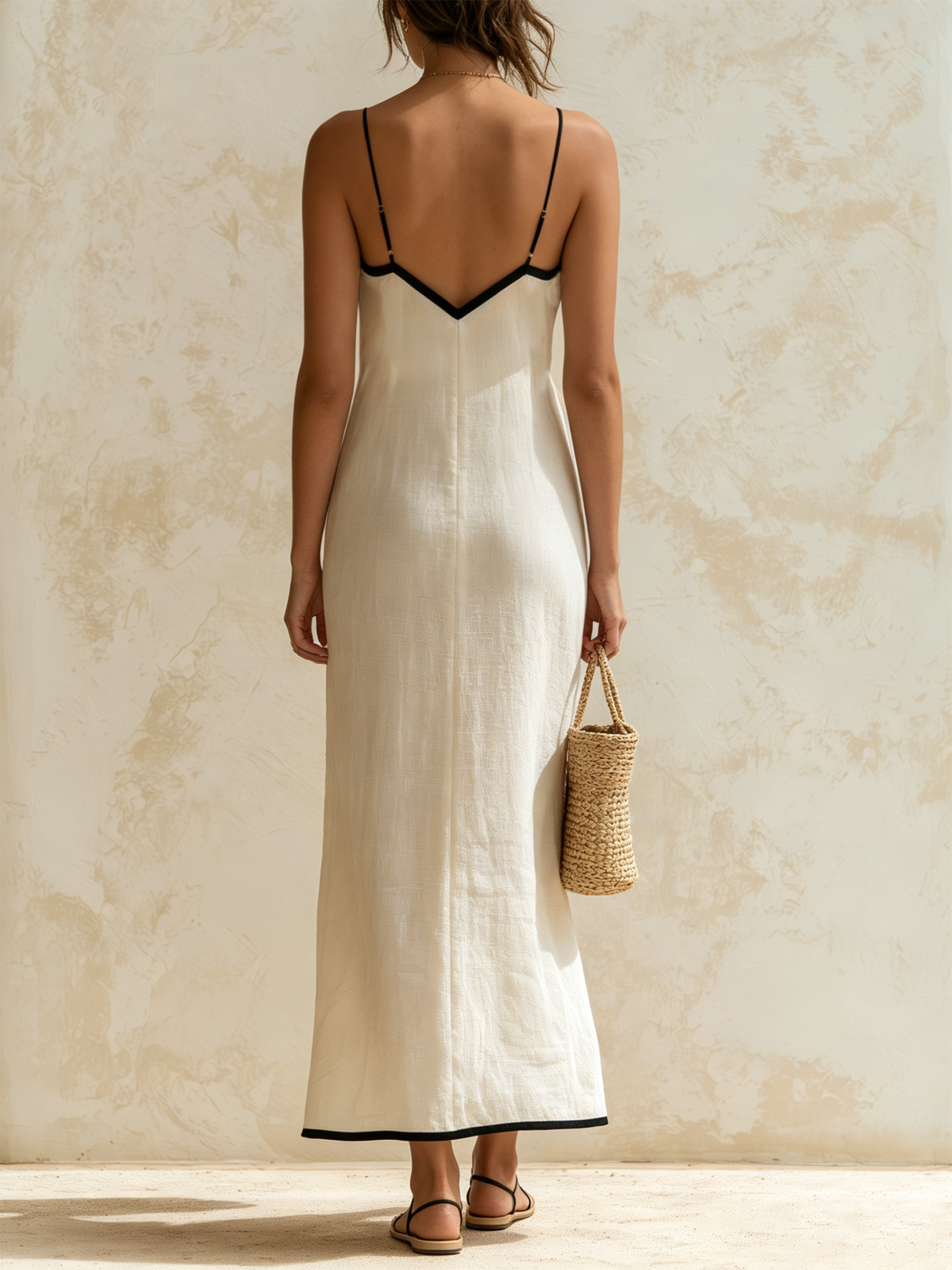 Maryse | Robe Longue Chevron Contrastée