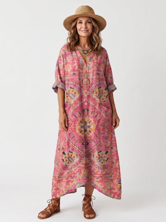 Robe Midi Imprimée à Poches Margot