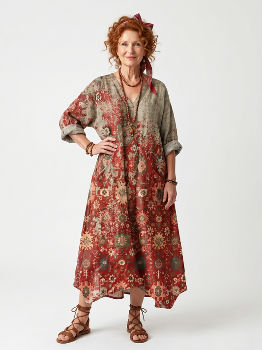 Robe Midi Imprimée à Poches Sylvie