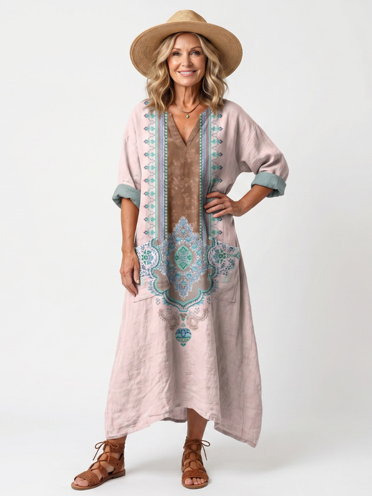 Robe Midi Brodée à Poches Mathilde