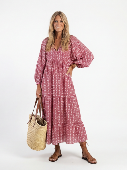Robe Midi Géométrique à Nouer Isabelle