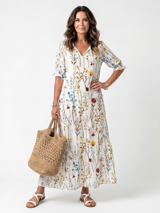 Robe Midi Bohème à Pompons Nathalie