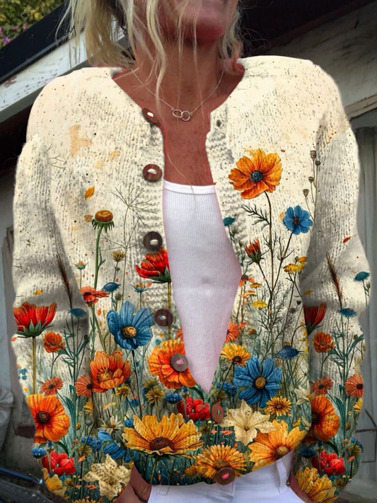 Élodie | Cardigan Imprimé Fleuri Vintage