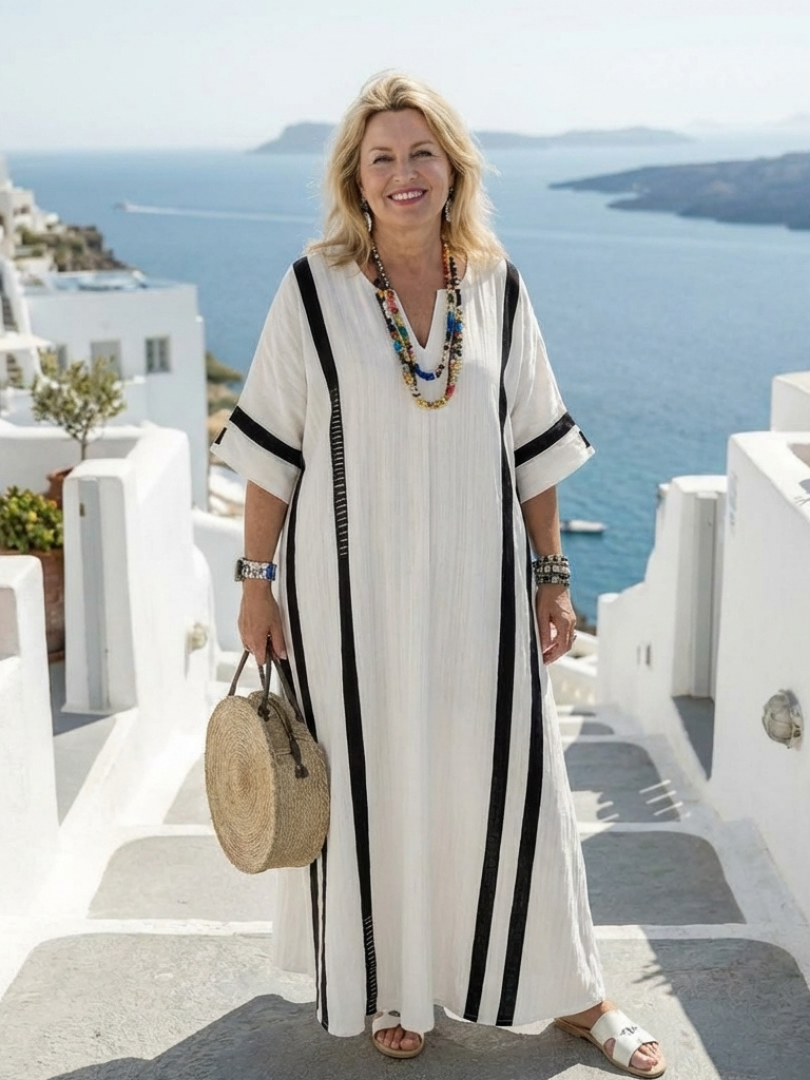 Robe Maxi à Manches Courtes Elvienne
