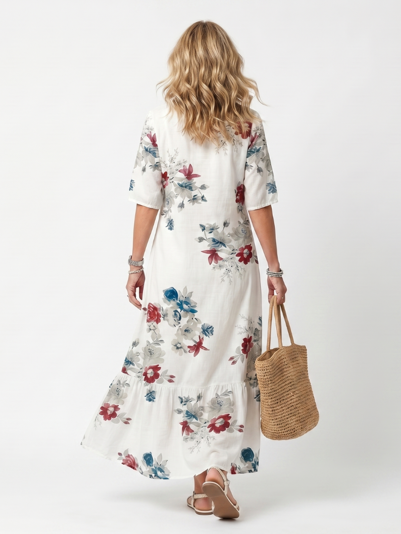 Robe Midi Fleurie à Pompons Élina
