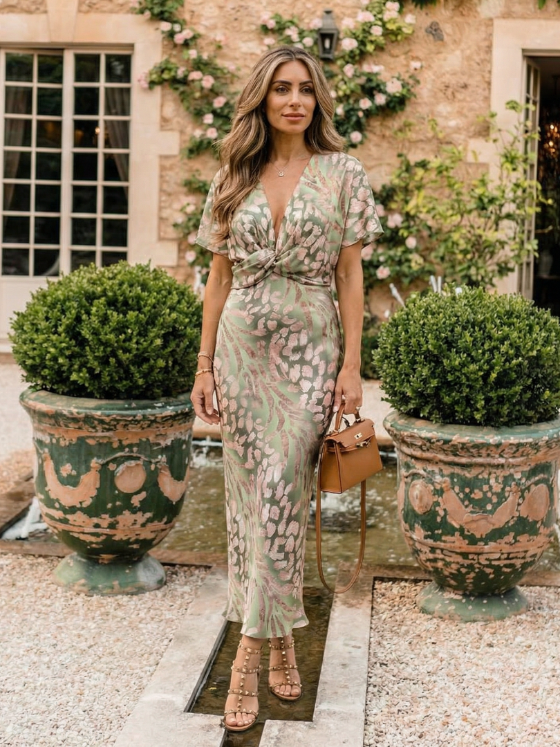 Robe Midi à Imprimé Abstrait Coralie