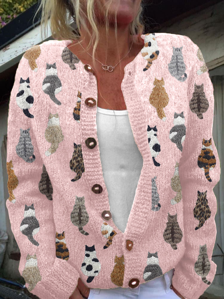 Charlotte | Cardigan Douillet Imprimé Chat