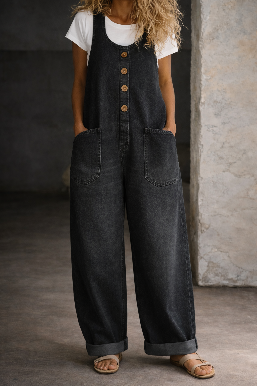 Sheila | Vintage Washed Cotton Denim Overalls