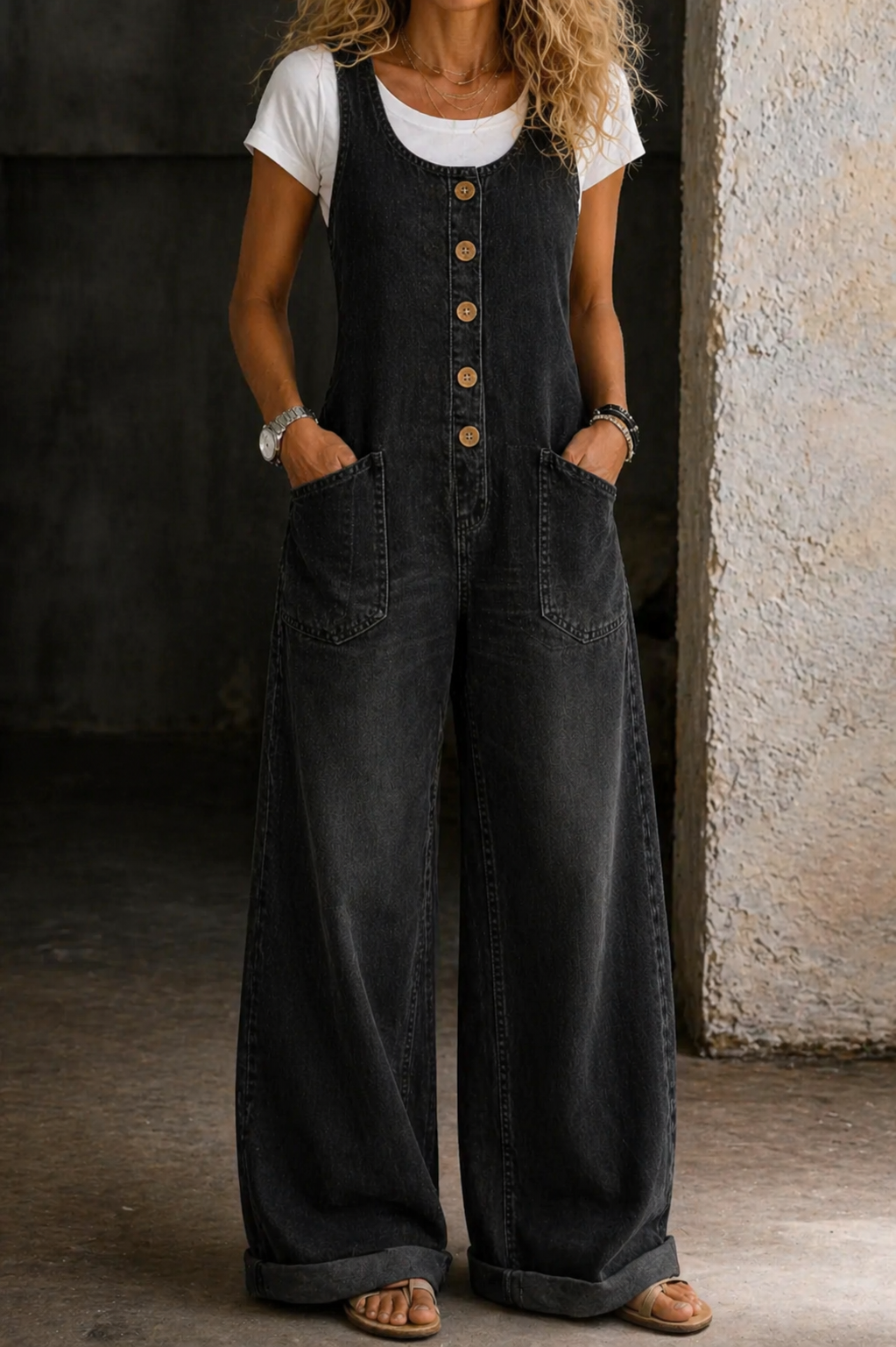 Sheila | Vintage Washed Cotton Denim Overalls