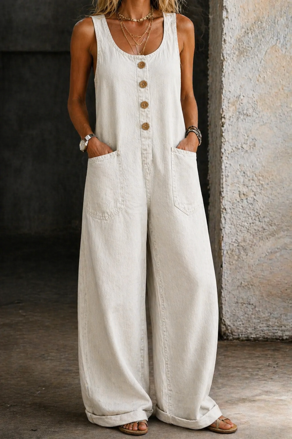 Sylvia | Vintage Washed Cotton Denim Overalls