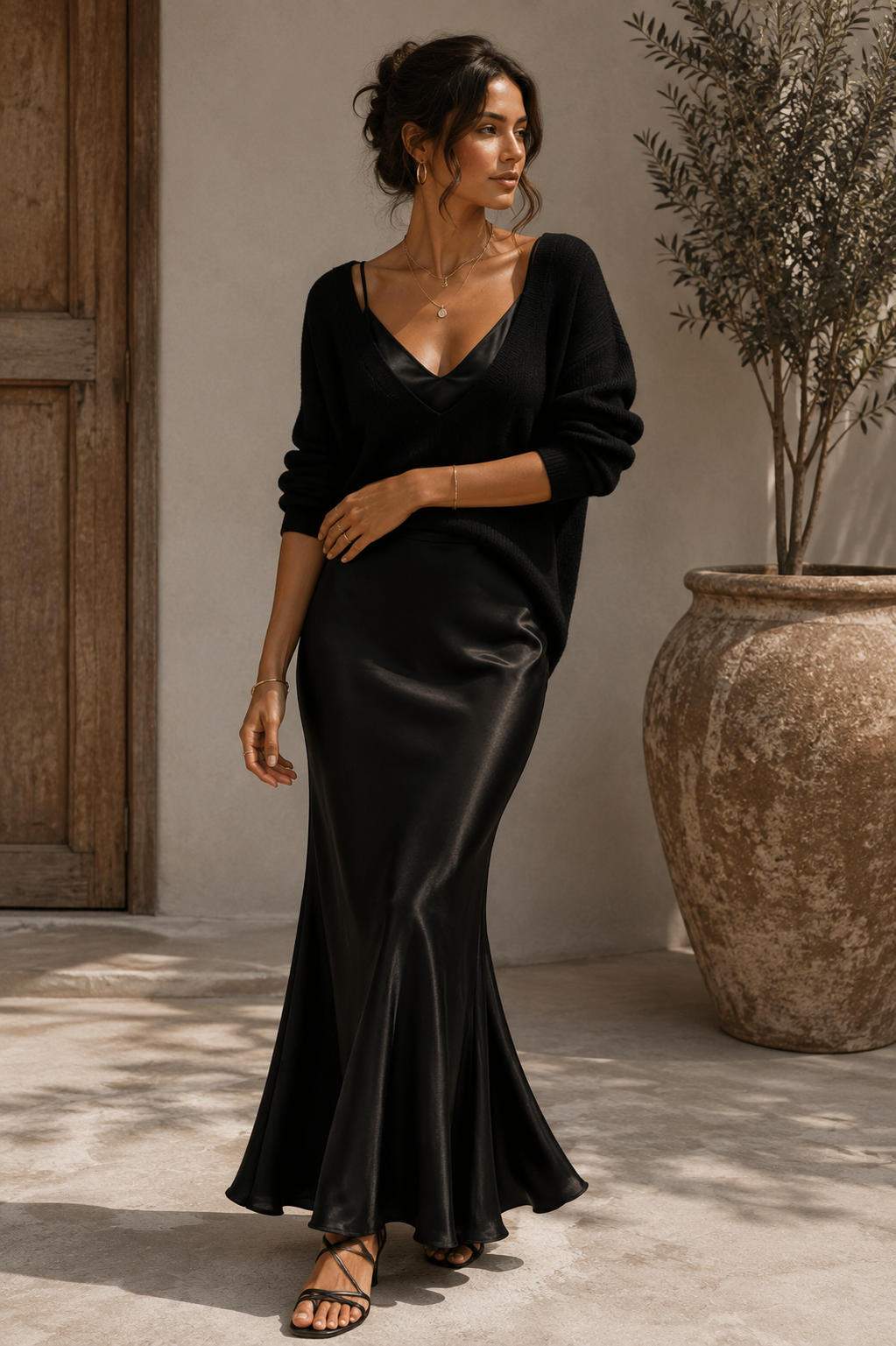 Amélie | Robe en Satin Élégante avec Pull