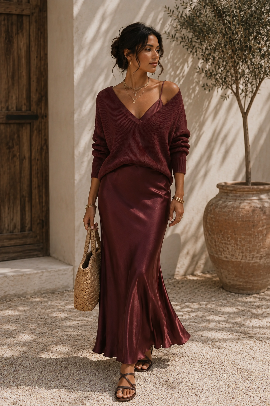 Amélie | Robe en Satin Élégante avec Pull