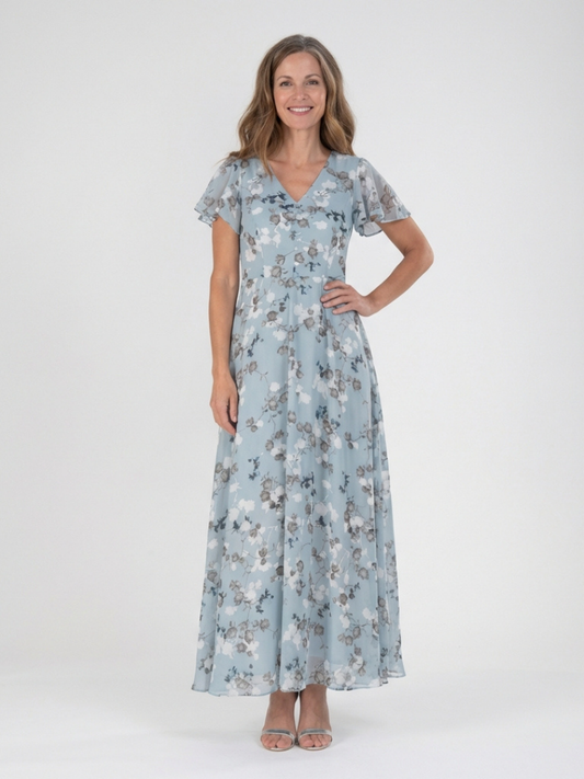 Robe Maxi en Chiffon Floral Ismeria