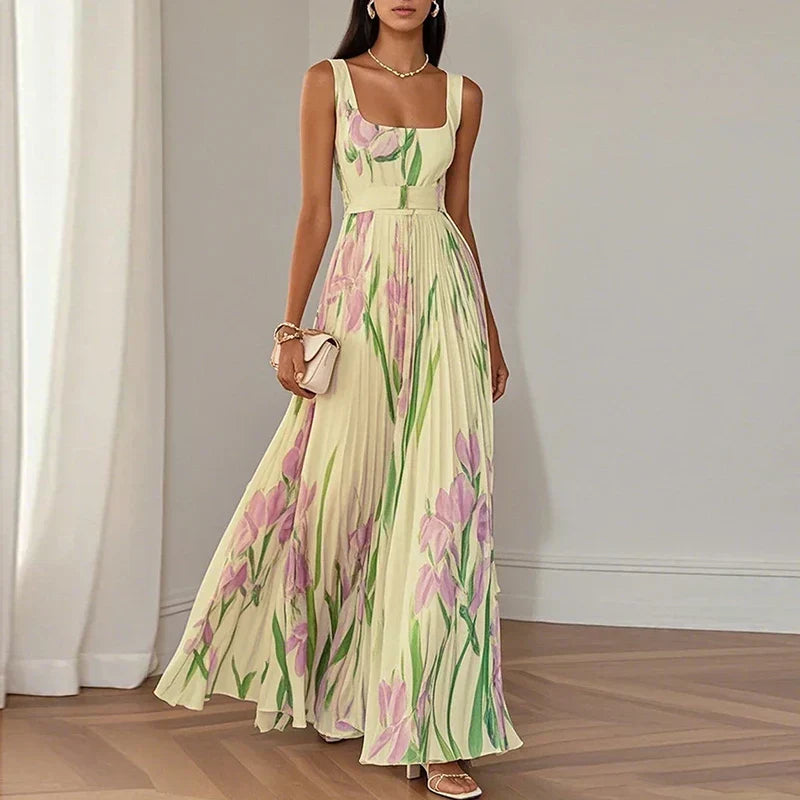 Oriane | Robe Maxi Trapèze Fleurie