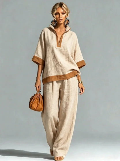 Women's Vintage Linen-Look Co-ord Set