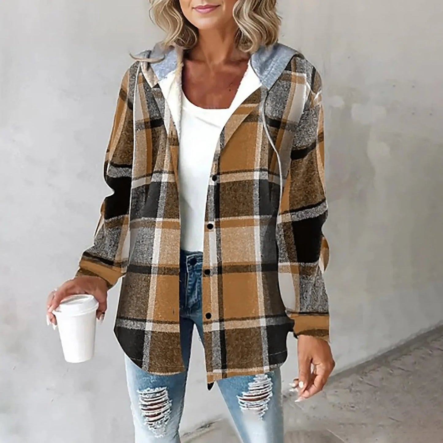 Isla Plaid Button Jacket