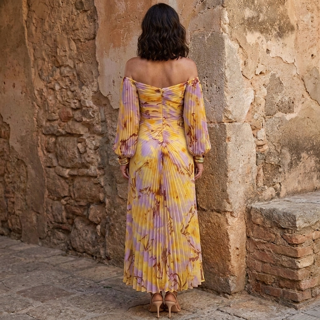 Odile | Robe Longue Fleurie à Décolleté Profond