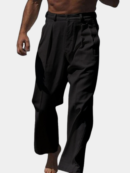THEO PANTALONS EN LIN À JAMBES LARGES