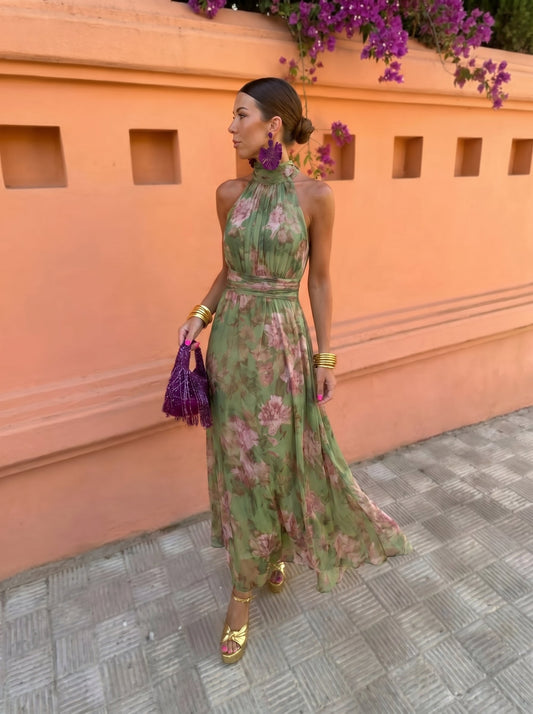 Robe Longue Fleurie Encolure Plongeante Sandrine