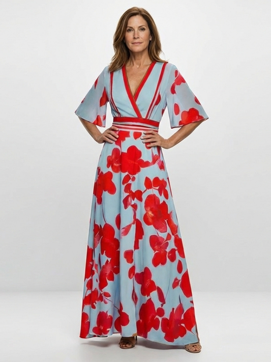 Robe Maxi Fleurie à Manches Corinne