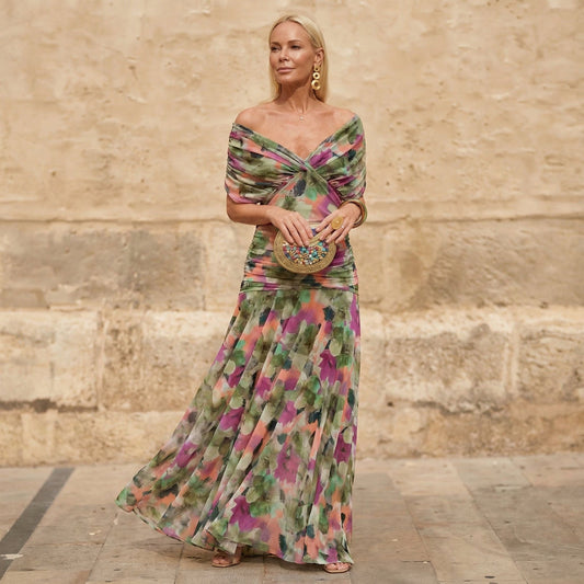 Robe Longue Plissée Fleurie Michèle