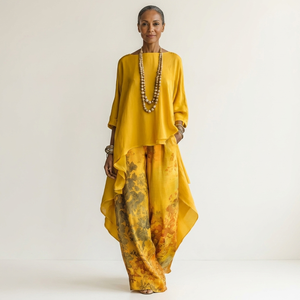 Solène | Ensemble Asymétrique en Coton-Soie
