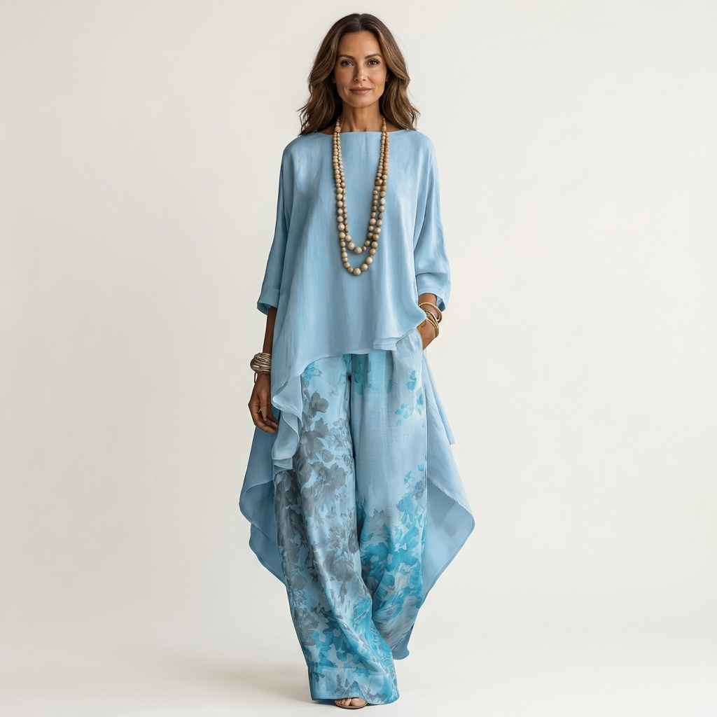Solène | Ensemble Asymétrique en Coton-Soie