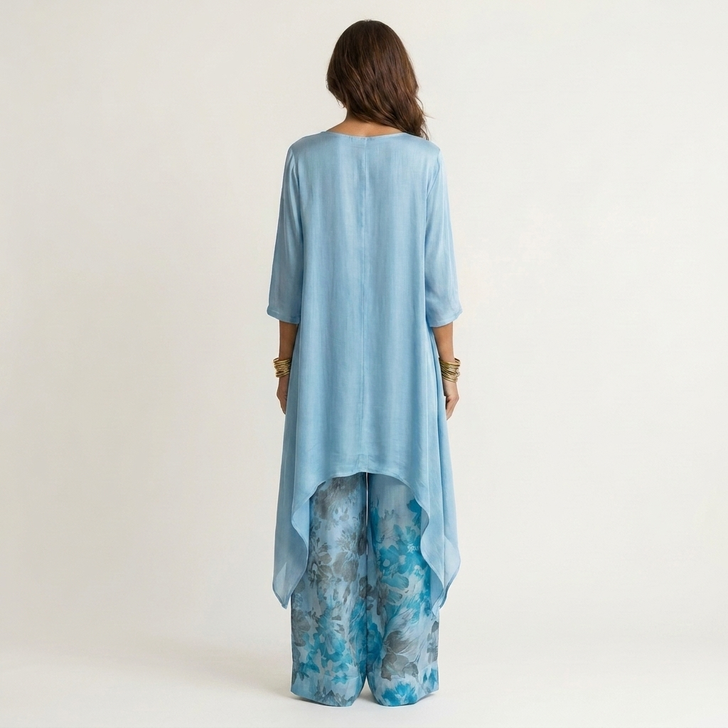 Solène | Ensemble Asymétrique en Coton-Soie