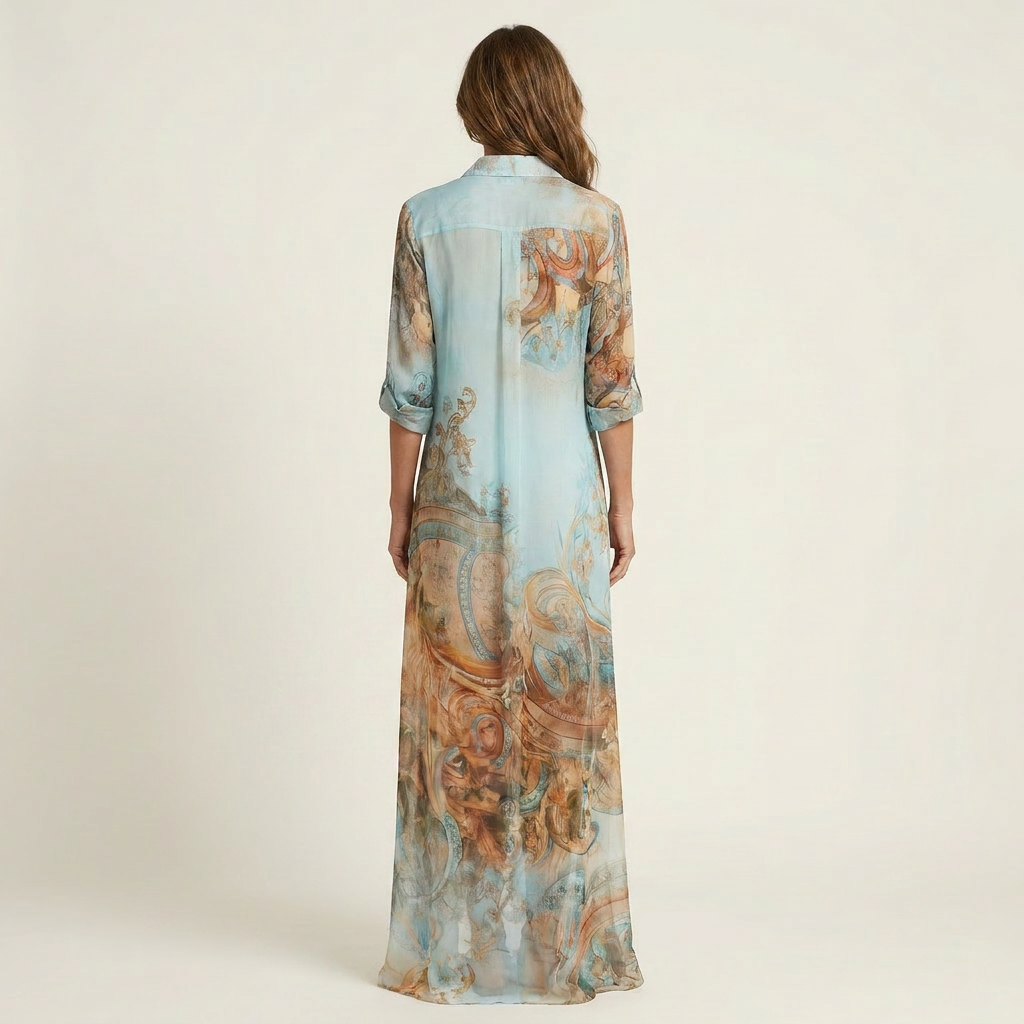Mélanie | Robe Chemisier Maxi en Soie