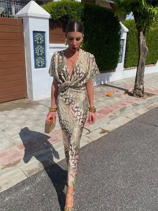 Capucine | Robe Midi Imprimée Tons Cuivre