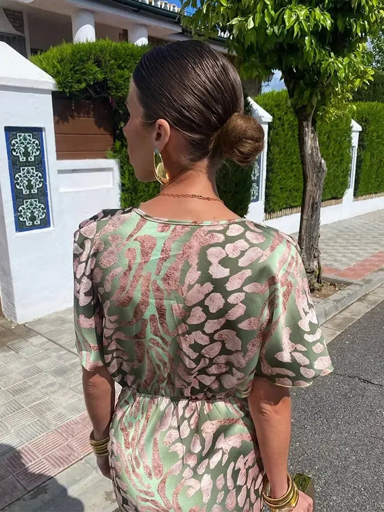 Capucine | Robe Midi Imprimée Tons Cuivre