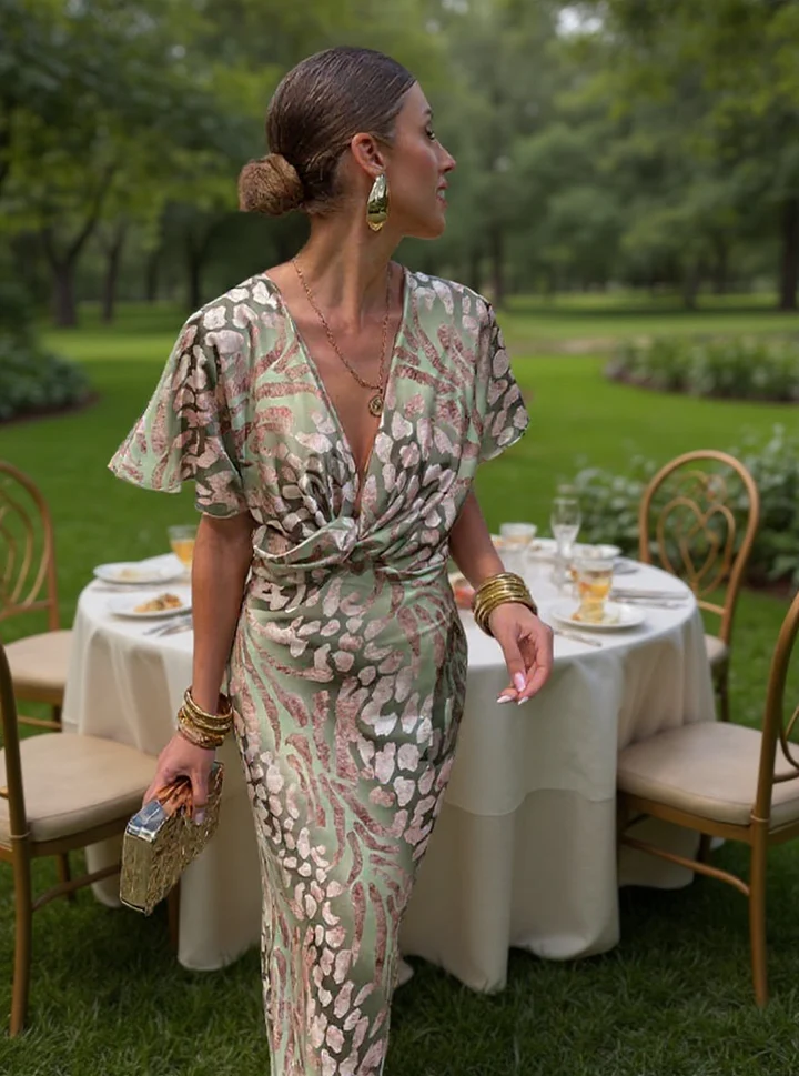 Capucine | Robe Midi Imprimée Tons Cuivre
