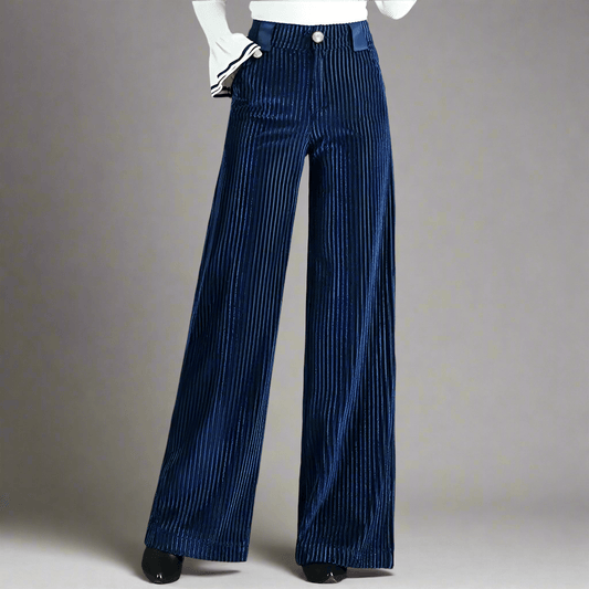 PANTALON EN VELOURS TRICOTÉ TAILLE HAUTE POUR FEMME