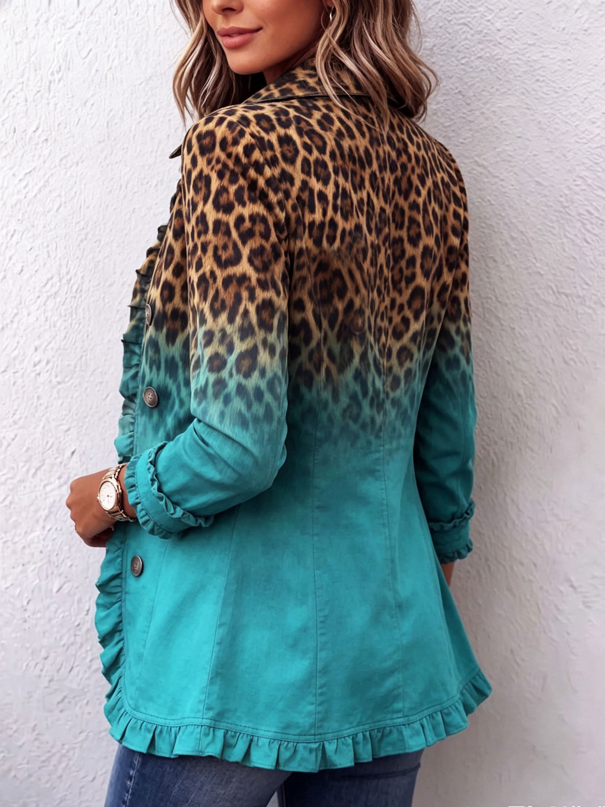 Josette | Blazer Léopard Dégradé à Volants