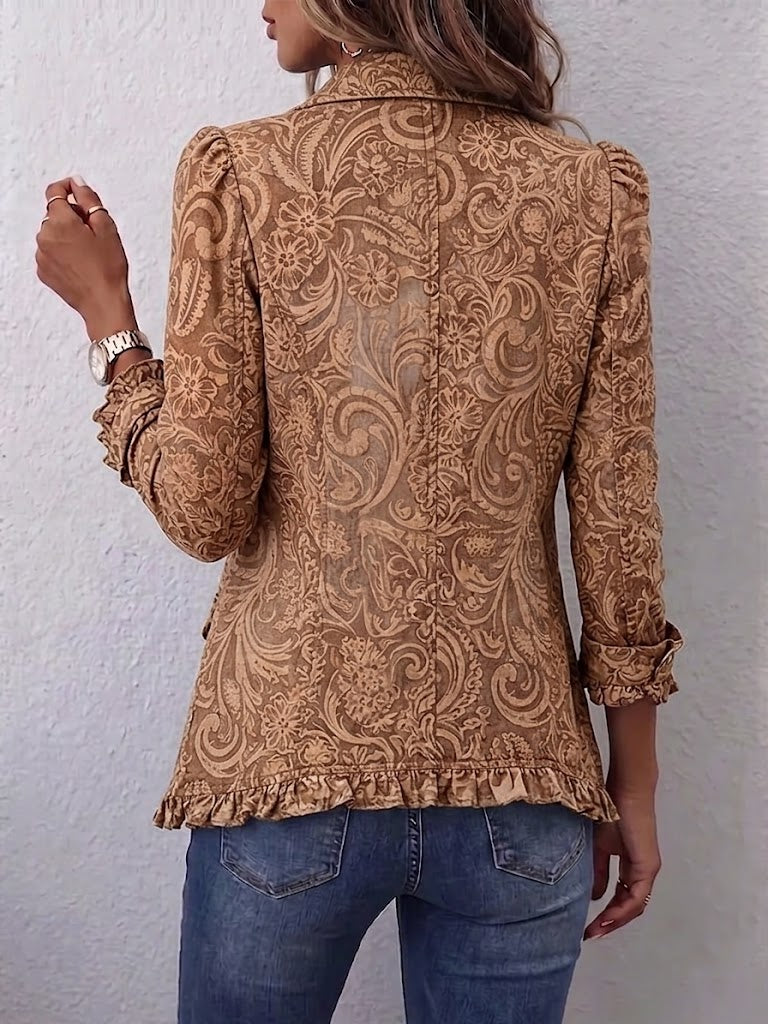 Brune | Veste Fleurie Vintage à Volants