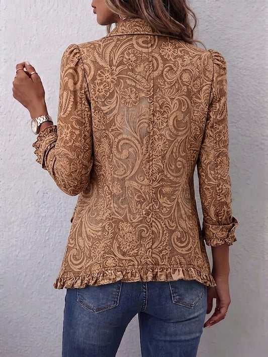 Brune | Veste Fleurie Vintage à Volants