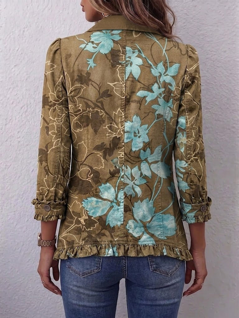 Dominique | Veste Fleurie Dégradée à Volants