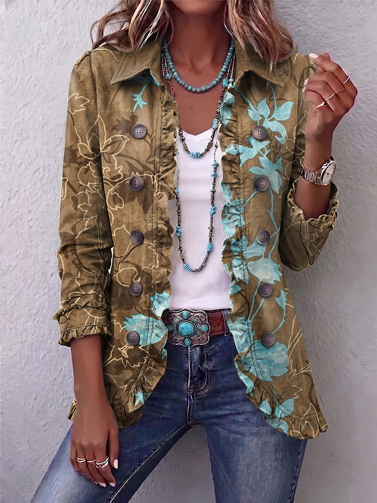 Dominique | Veste Fleurie Dégradée à Volants