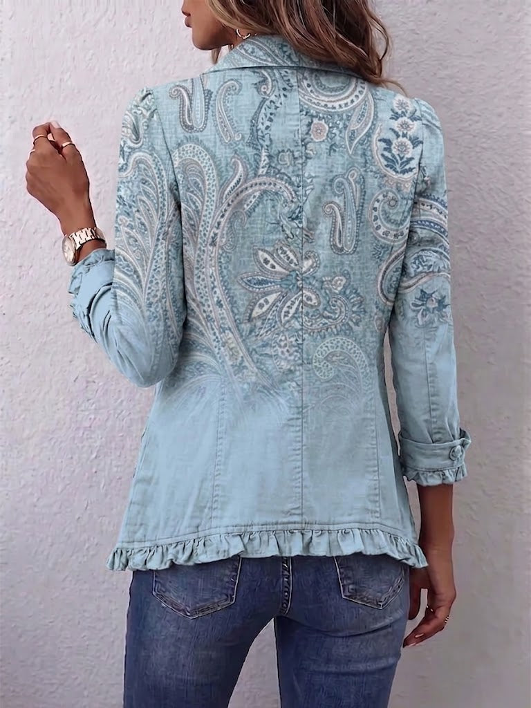 Thérèse | Veste Imprimé Cachemire Vintage à Volants