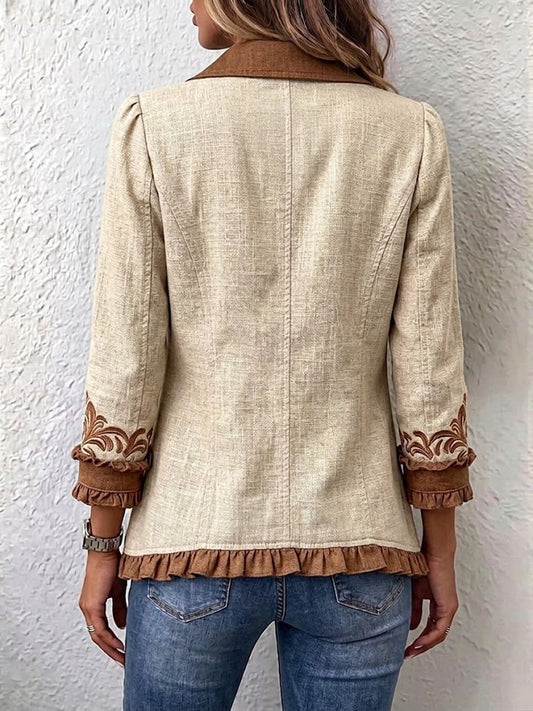 Yolande | Veste Fleurie Brodée à Volants