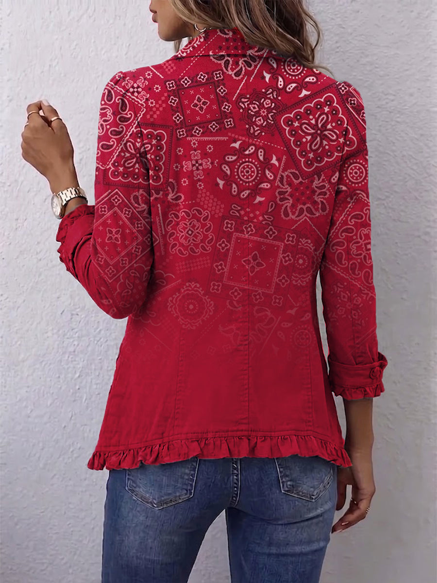Fantine | Veste Imprimé Cachemire Dégradé à Volants