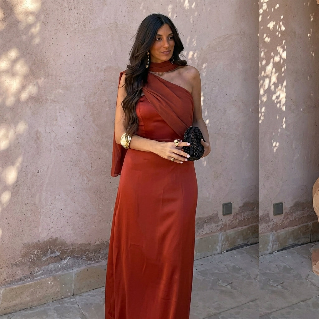 Héloïse | Robe à Décolleté Croisé Asymétrique